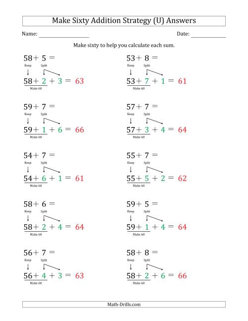 The Make Sixty Addition Strategy (U) Math Worksheet Page 2