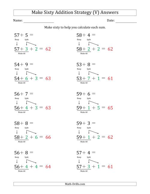 The Make Sixty Addition Strategy (V) Math Worksheet Page 2