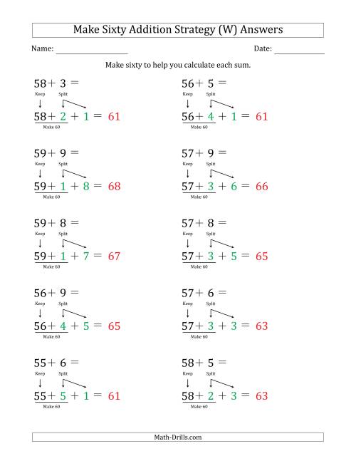 The Make Sixty Addition Strategy (W) Math Worksheet Page 2