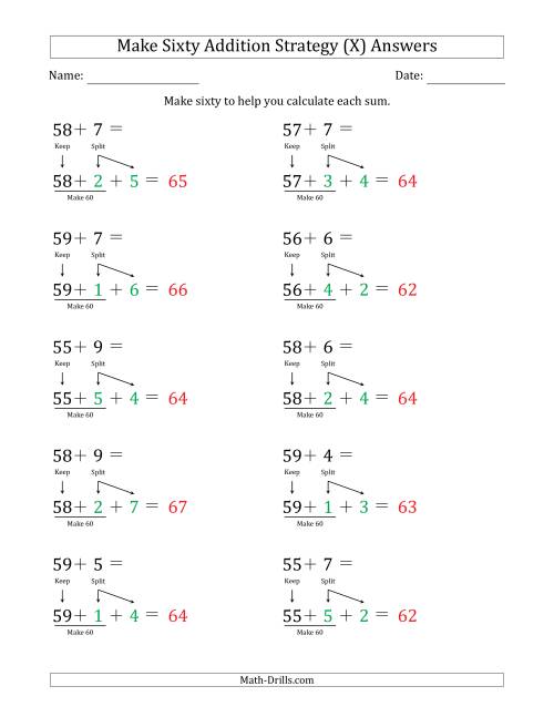 The Make Sixty Addition Strategy (X) Math Worksheet Page 2