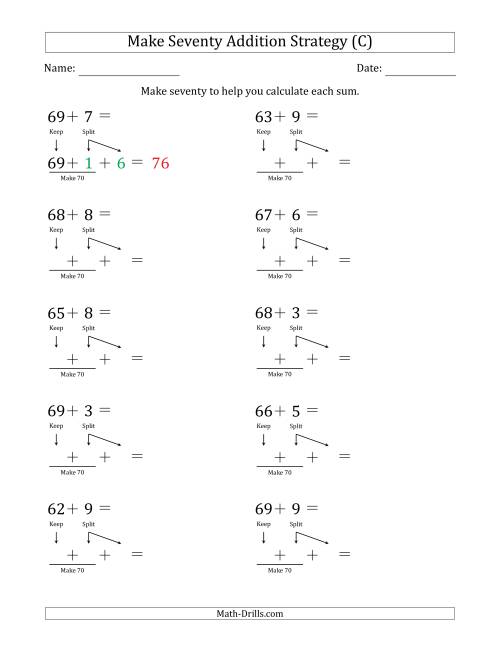 The Make Seventy Addition Strategy (C) Math Worksheet