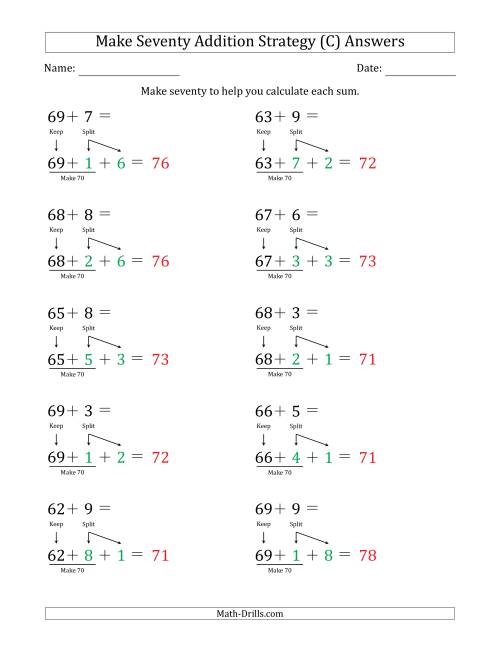 The Make Seventy Addition Strategy (C) Math Worksheet Page 2