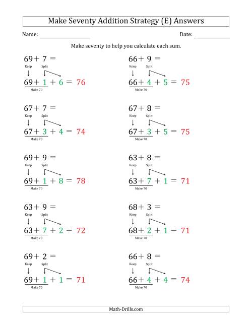 The Make Seventy Addition Strategy (E) Math Worksheet Page 2