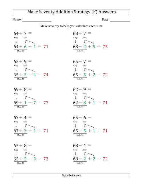 The Make Seventy Addition Strategy (F) Math Worksheet Page 2