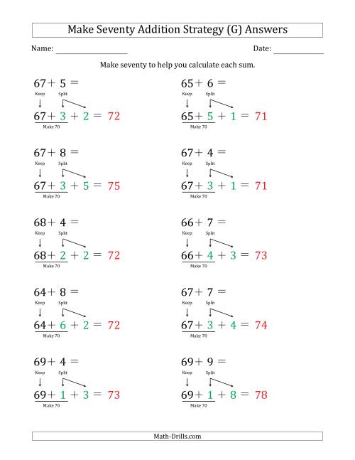 The Make Seventy Addition Strategy (G) Math Worksheet Page 2