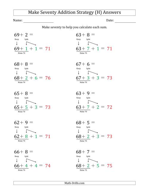 The Make Seventy Addition Strategy (H) Math Worksheet Page 2