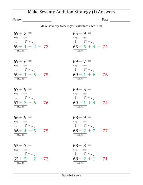 The Make Seventy Addition Strategy (I) Math Worksheet Page 2