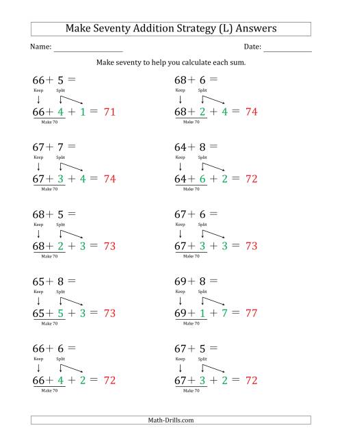 The Make Seventy Addition Strategy (L) Math Worksheet Page 2
