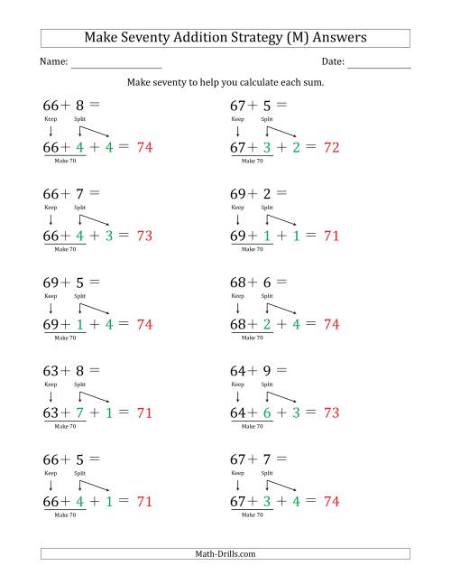 The Make Seventy Addition Strategy (M) Math Worksheet Page 2