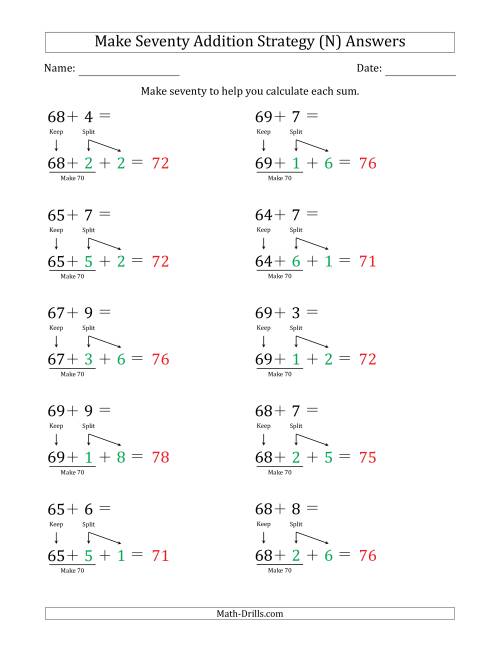 The Make Seventy Addition Strategy (N) Math Worksheet Page 2