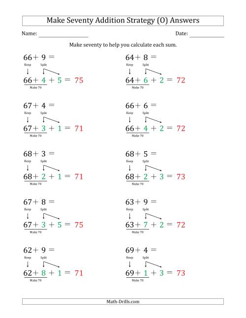 The Make Seventy Addition Strategy (O) Math Worksheet Page 2