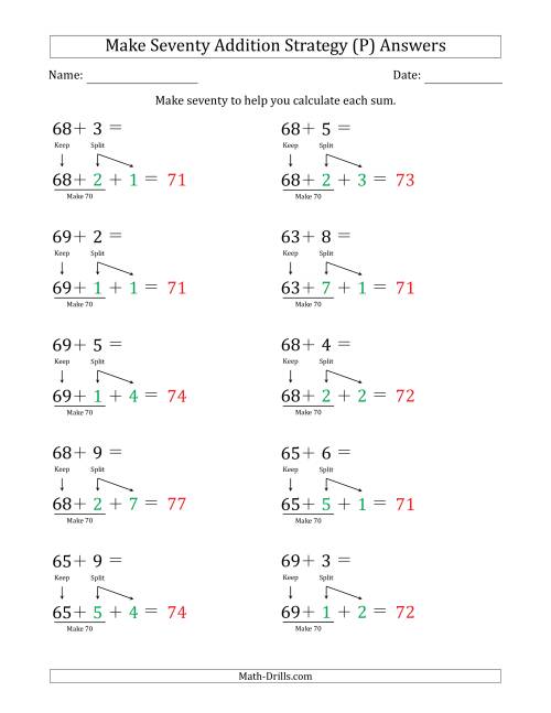 The Make Seventy Addition Strategy (P) Math Worksheet Page 2