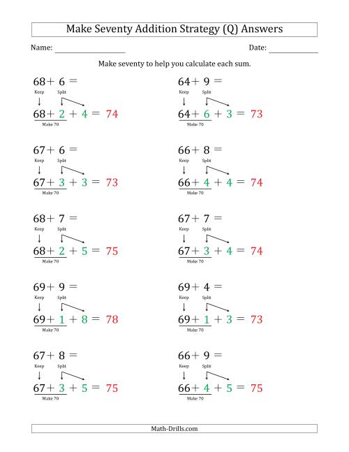 The Make Seventy Addition Strategy (Q) Math Worksheet Page 2