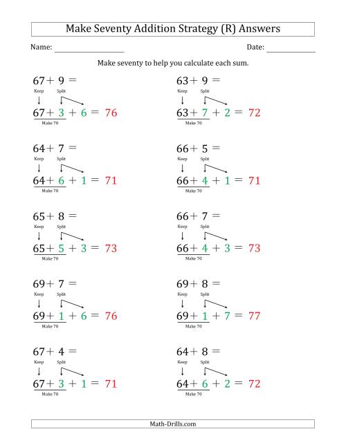 The Make Seventy Addition Strategy (R) Math Worksheet Page 2