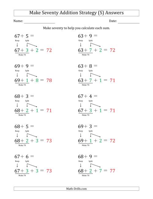 The Make Seventy Addition Strategy (S) Math Worksheet Page 2