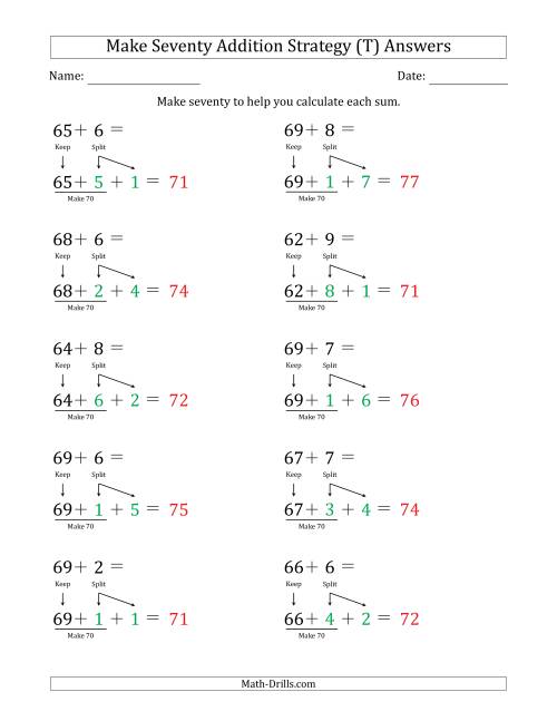 The Make Seventy Addition Strategy (T) Math Worksheet Page 2