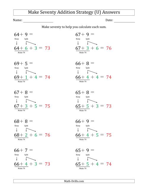 The Make Seventy Addition Strategy (U) Math Worksheet Page 2