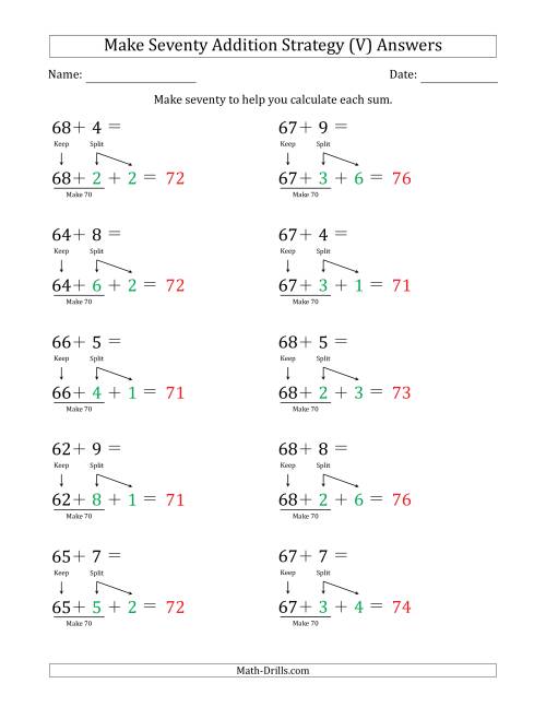 The Make Seventy Addition Strategy (V) Math Worksheet Page 2