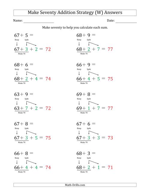 The Make Seventy Addition Strategy (W) Math Worksheet Page 2