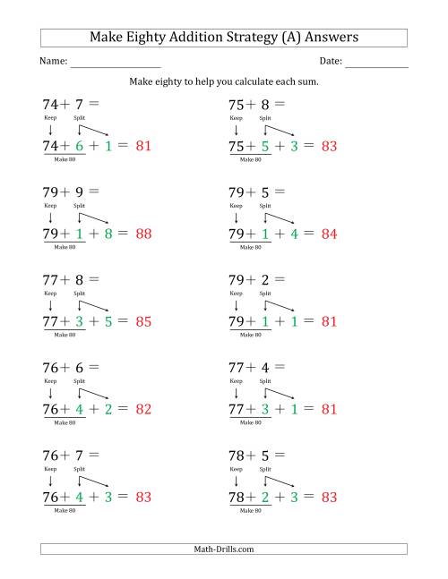 The Make Eighty Addition Strategy (A) Math Worksheet Page 2