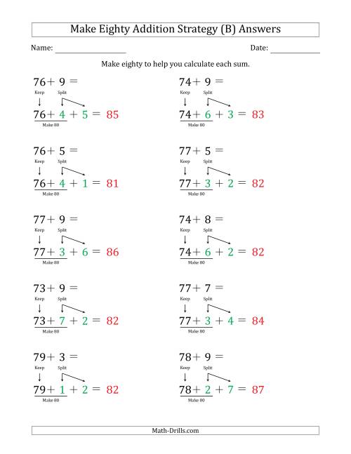 The Make Eighty Addition Strategy (B) Math Worksheet Page 2