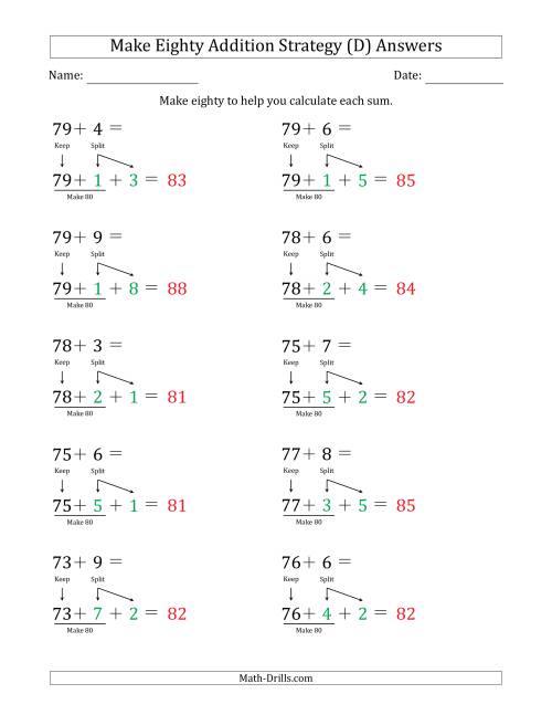 The Make Eighty Addition Strategy (D) Math Worksheet Page 2