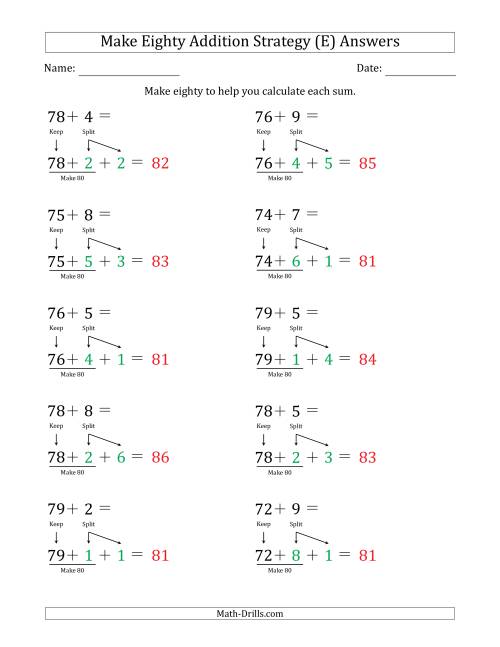 The Make Eighty Addition Strategy (E) Math Worksheet Page 2