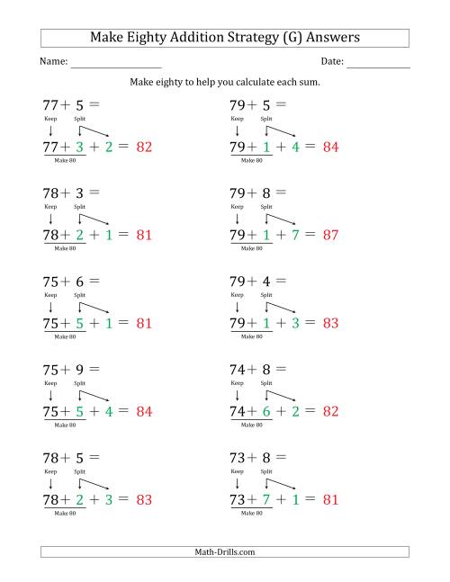 The Make Eighty Addition Strategy (G) Math Worksheet Page 2