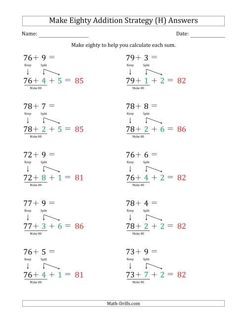 The Make Eighty Addition Strategy (H) Math Worksheet Page 2