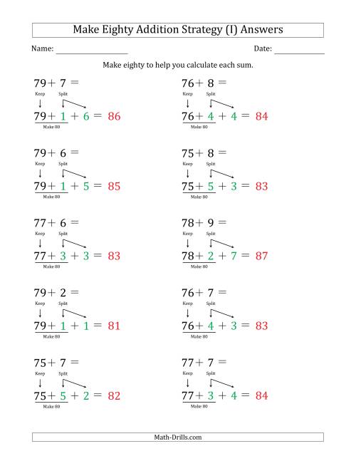 The Make Eighty Addition Strategy (I) Math Worksheet Page 2