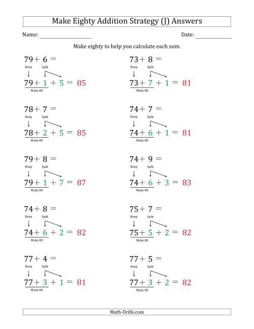 The Make Eighty Addition Strategy (J) Math Worksheet Page 2