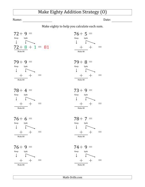 The Make Eighty Addition Strategy (O) Math Worksheet