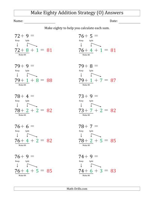The Make Eighty Addition Strategy (O) Math Worksheet Page 2