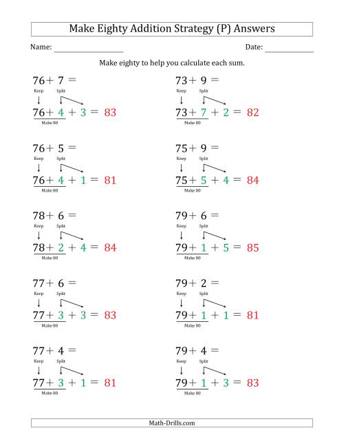 The Make Eighty Addition Strategy (P) Math Worksheet Page 2