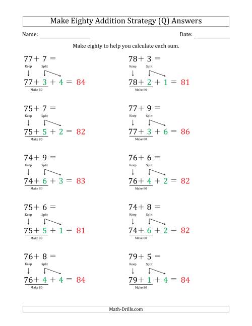 The Make Eighty Addition Strategy (Q) Math Worksheet Page 2