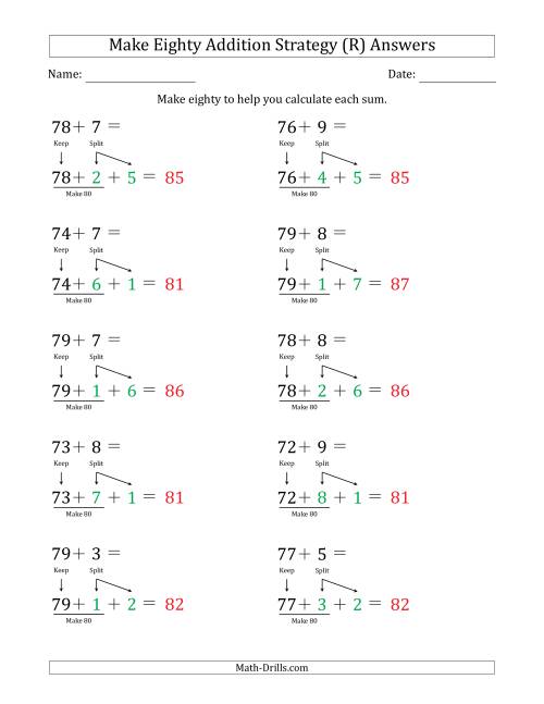 The Make Eighty Addition Strategy (R) Math Worksheet Page 2