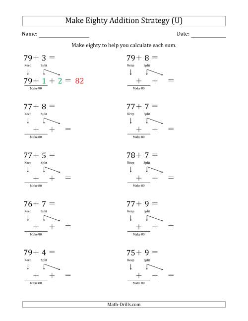 The Make Eighty Addition Strategy (U) Math Worksheet
