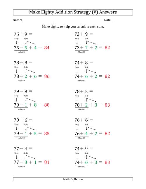 The Make Eighty Addition Strategy (V) Math Worksheet Page 2