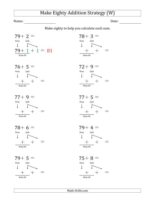 The Make Eighty Addition Strategy (W) Math Worksheet