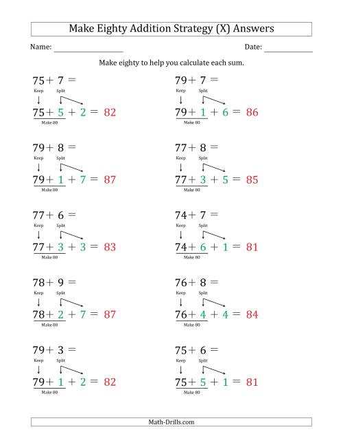 The Make Eighty Addition Strategy (X) Math Worksheet Page 2