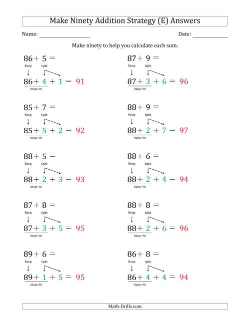 The Make Ninety Addition Strategy (E) Math Worksheet Page 2