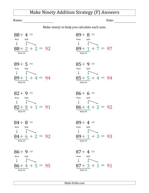 The Make Ninety Addition Strategy (F) Math Worksheet Page 2