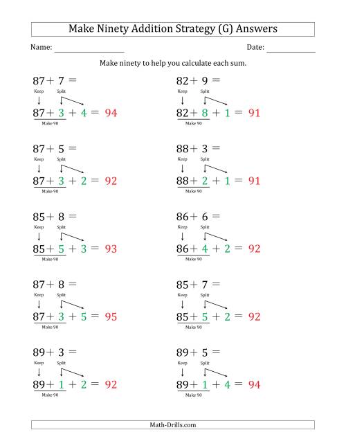 The Make Ninety Addition Strategy (G) Math Worksheet Page 2