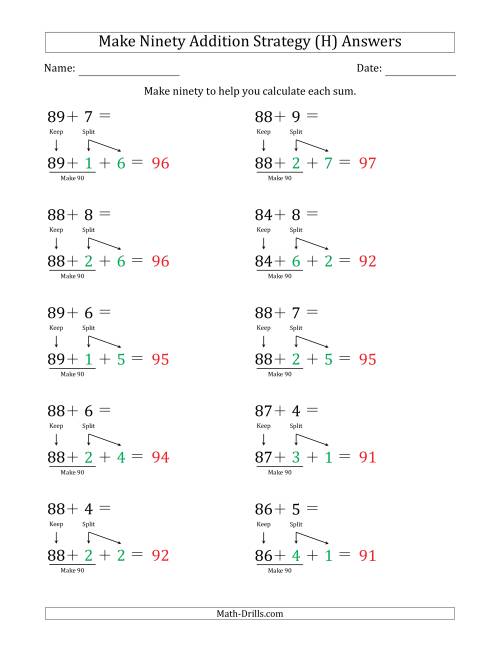 The Make Ninety Addition Strategy (H) Math Worksheet Page 2