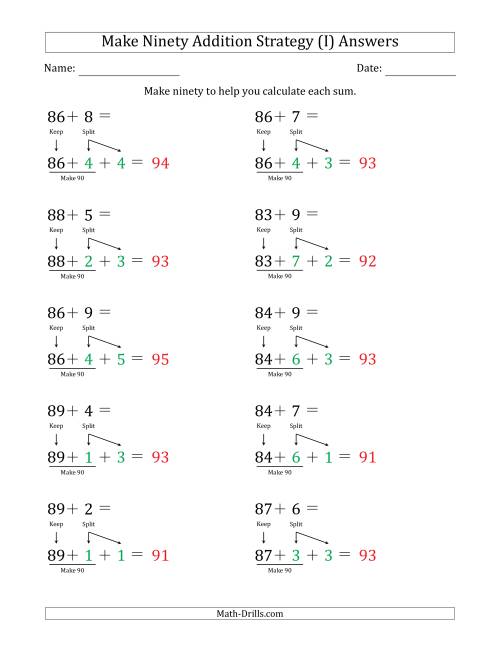 The Make Ninety Addition Strategy (I) Math Worksheet Page 2