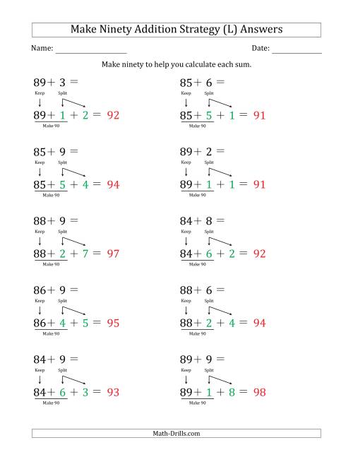 The Make Ninety Addition Strategy (L) Math Worksheet Page 2
