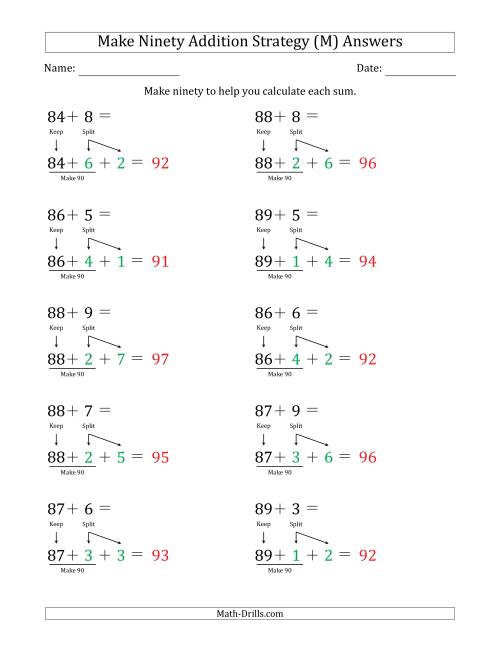 The Make Ninety Addition Strategy (M) Math Worksheet Page 2