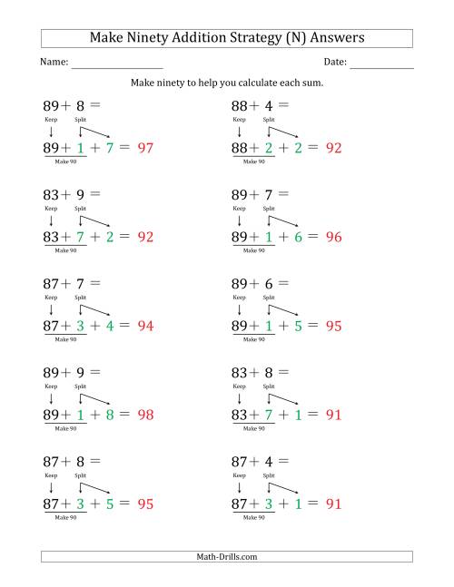 The Make Ninety Addition Strategy (N) Math Worksheet Page 2