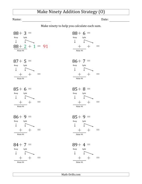 The Make Ninety Addition Strategy (O) Math Worksheet