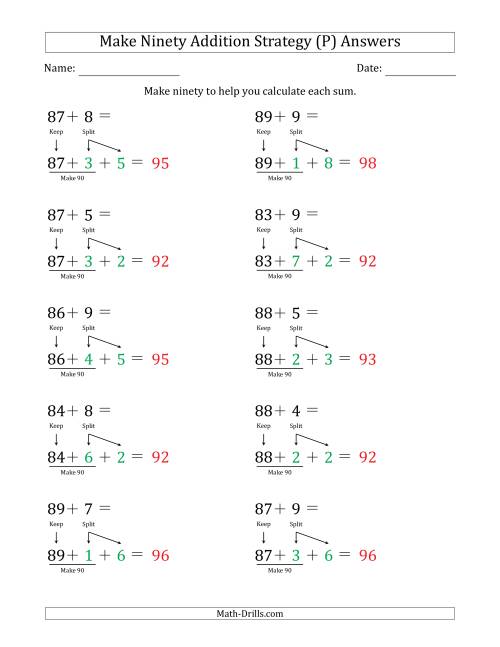 The Make Ninety Addition Strategy (P) Math Worksheet Page 2